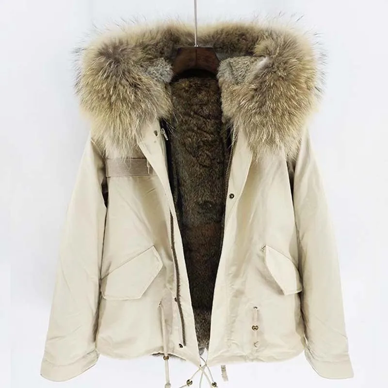 

real fur parkas women fur parka raccoon winter parka real fur Lined with natural rabbit fur parkas