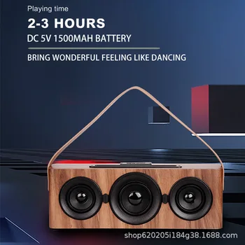 

Wooden Wireless Bluetooth Portable Speakers Subwoofer Stereo Bass System Bluetooth Speaker TF USB MP3 Player outdoor speaker