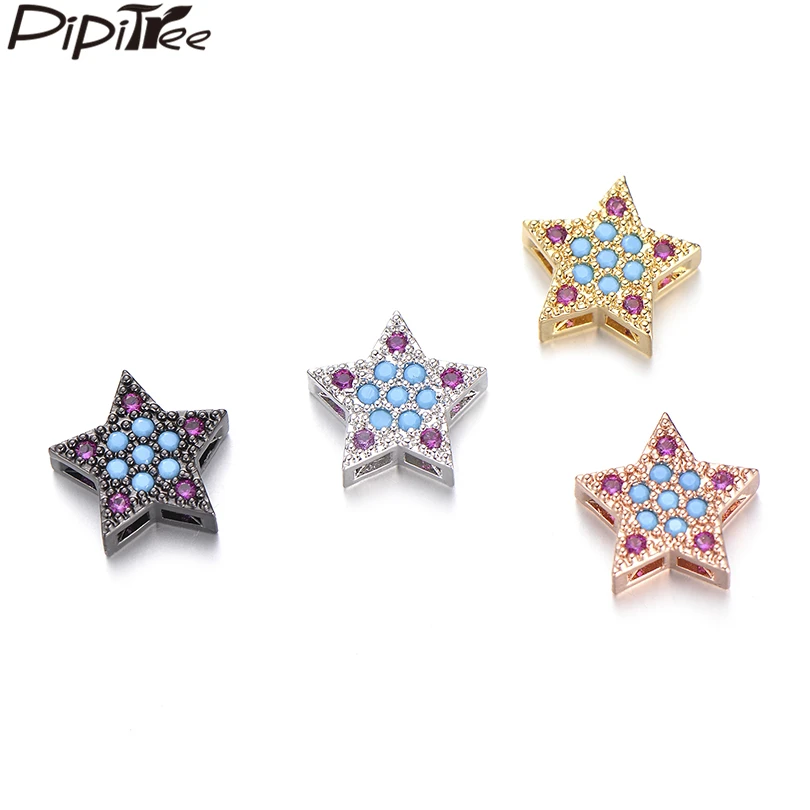 Pipitree 3 шт./лот многоцветные кубические циркониевые Подвески сделай сам Звездные