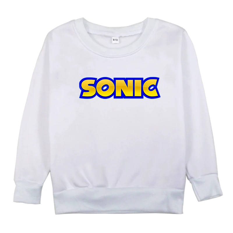 Sonic The Hedgehog/осенне-зимние детские толстовки, одежда для малышей, детский бархатный пуловер с рисунком для мальчиков и девочек, свитер - Цвет: Белый