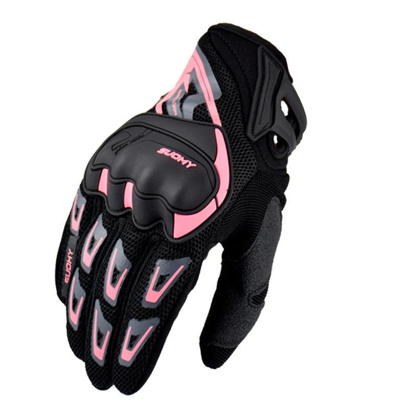 SUOMY-Guantes de Moto transpirables para hombre y mujer, de verano, color rosa, con pantalla táctil, para Motocross, carreras