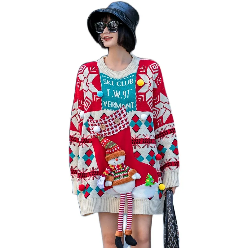 Женские Рождественский свитер 2020 зимние новые костюмы для отдыха в трендовом