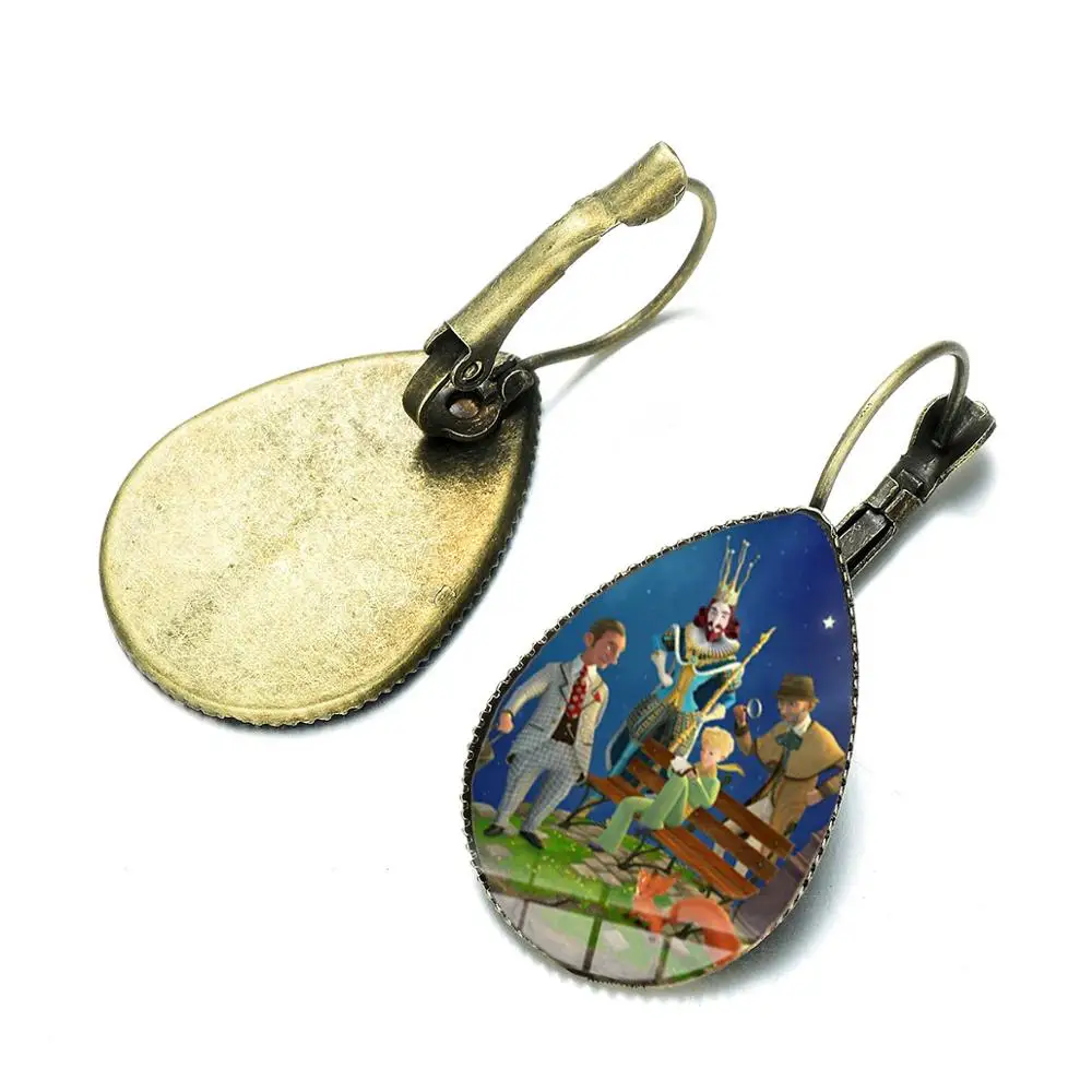 Style 6 SONGDA Brand Cute Little Prince Earrings Le Petit Prince Fairy Tale Cartoon Collection Glass Photo Cabochon Water Drop Earrings - Окраска металла: Style 6