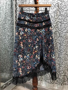 

2020 Spring and Summer New Women's Embroidery Flower Assorted Color Decoration Lace Selvage Split All-match Skirt 705