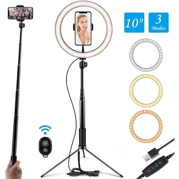 

10inch /26cm LED Photography Ring Light Camera Ringlight Tripod Stand Phone Holder For YouTube Video Photo Studio Lamp Kit