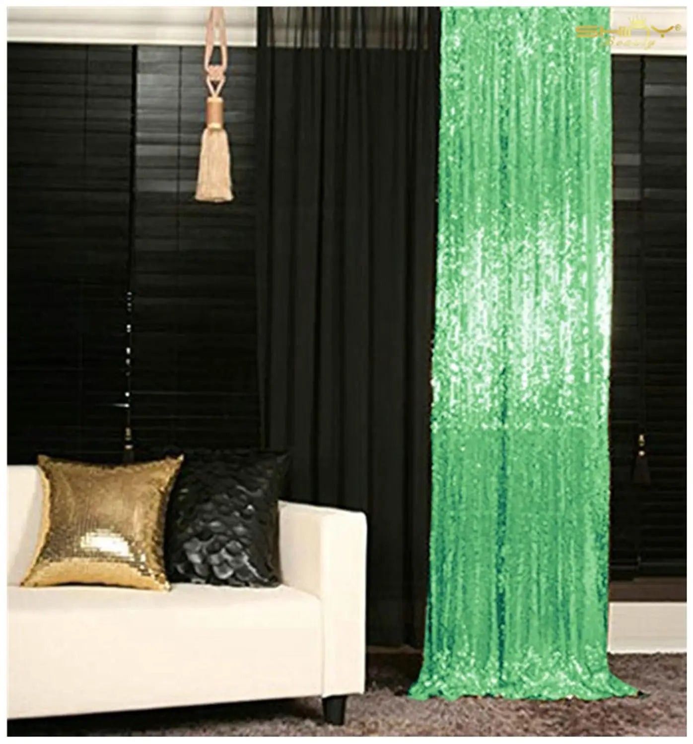 

Shinybeauty Christmas Backdrop Light Green Backdrop Birthday Glitter Curtains Mint Green Background Decoration-M190727