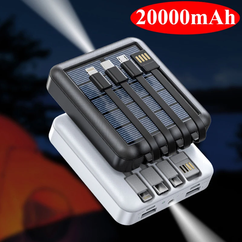 best powerbanks 20000mAh Mini Solar Power Bank For Xiaomi Mi iPhone 12 Samsung Powerbank Portable Solar Charger External Battery Pack Power Bank wireless power bank