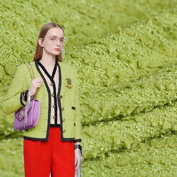 

2019 fruit-green cotton polyester blended weaving soft tweed fabric coat tissus au metre telas bazin riche getzner tissu tecido