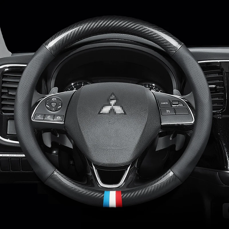 Чехол рулевого колеса автомобиля для Mitsubishi Pajero Outlander ASX Lancer X 10 Galant углеродное волокно спортивный руль