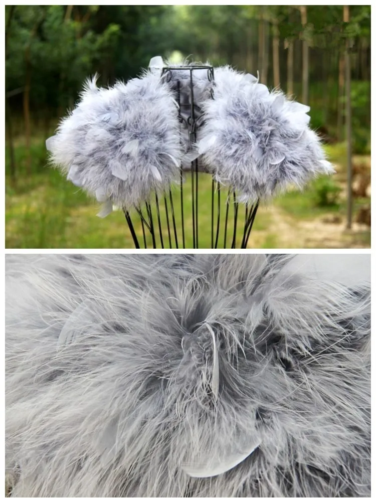 Women Wedding Fur Shrug Real Ostrich Feather Cape Shawl Stole Poncho For Bride S89