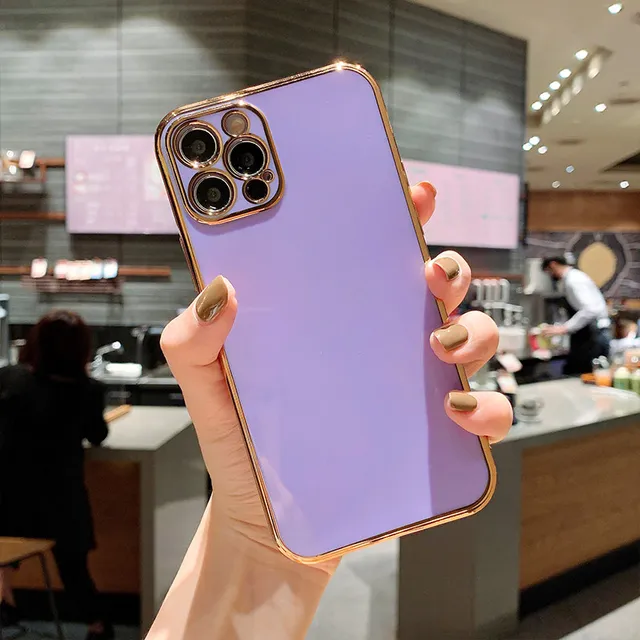 Ottwn Solid Plating Lens Protection Phone Case For iPhone 12 Pro Max 11 13 Pro Max X XR XS Max 7 8 6 Plus SE 2020 Soft TPU Cover PR