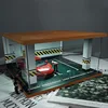 1/24 Simulation Car Model Parking Lot Garage Scene Acrylic Dust Cover DISPLAY Box with Light Wooden Storage 3