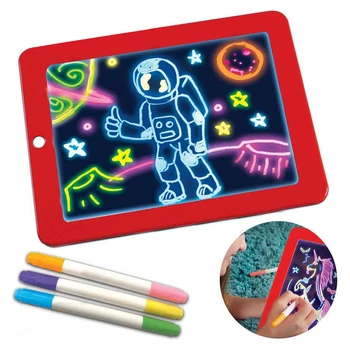 

Creative Art 3d Magic Drawing Board Tablet Led Writing Board Glowing Plastic Pad Educational Set Christmas Gift for Kids