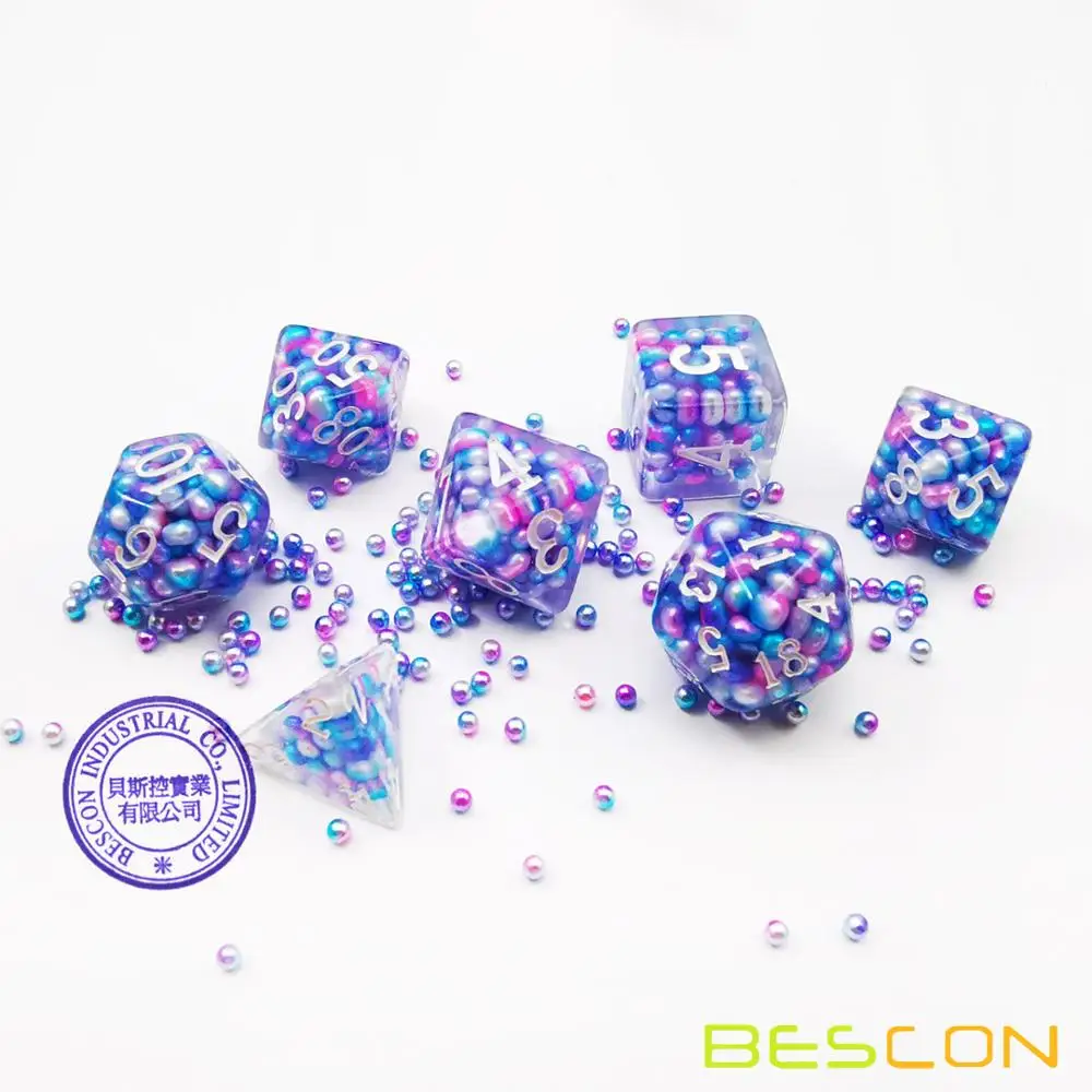 Набор многогранных кубиков с павлиньим жемчугом Bescon набор костей для ролевых игр