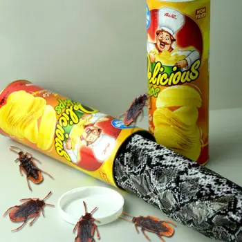 

2020 New Prank Props Potato Snake Potato Chip Funny Tricky Toys Can Jump Fake Snake Add five cockroaches For April Fool Day