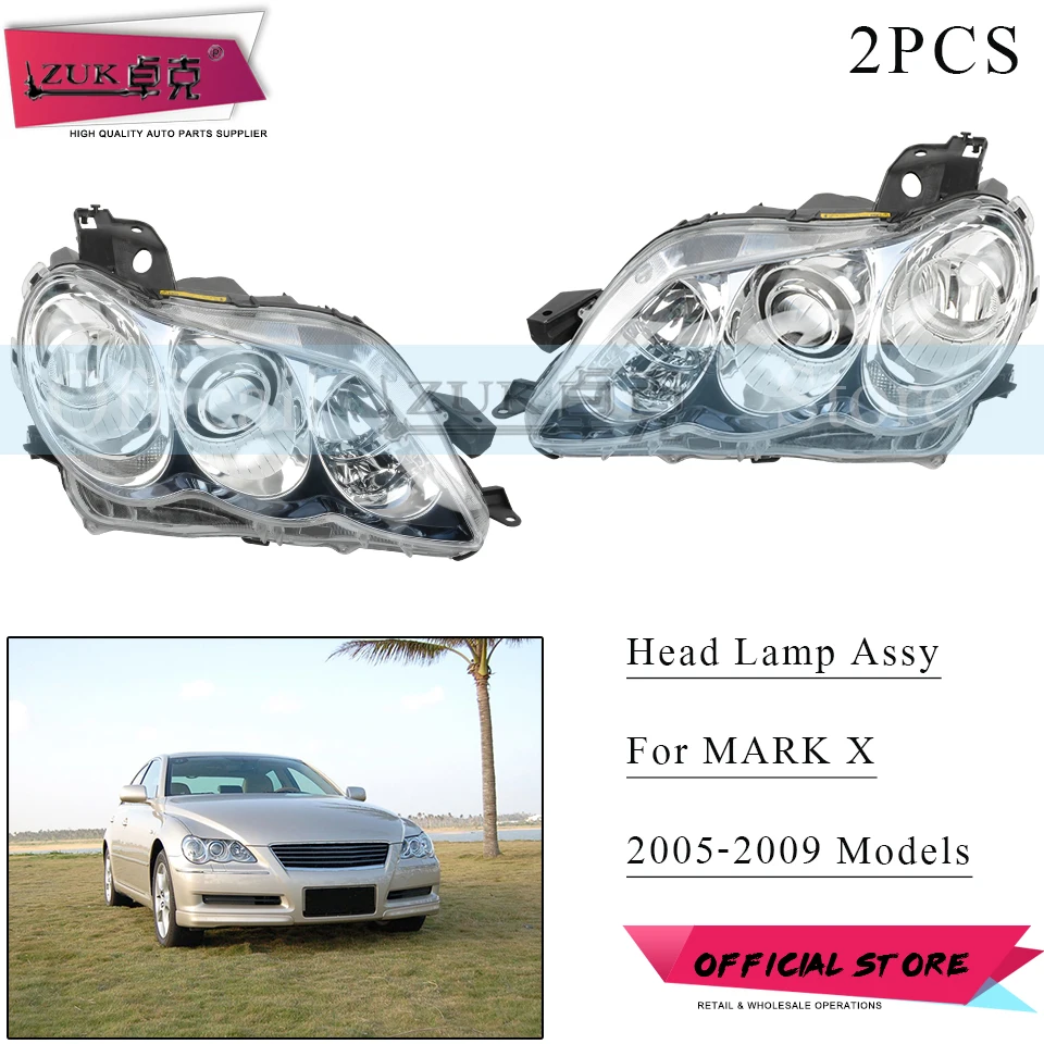 ZUK пара спереди головной светильник фара в сборе для TOYOTA MARK X REIZ 2005 2006 2007 2008 2009