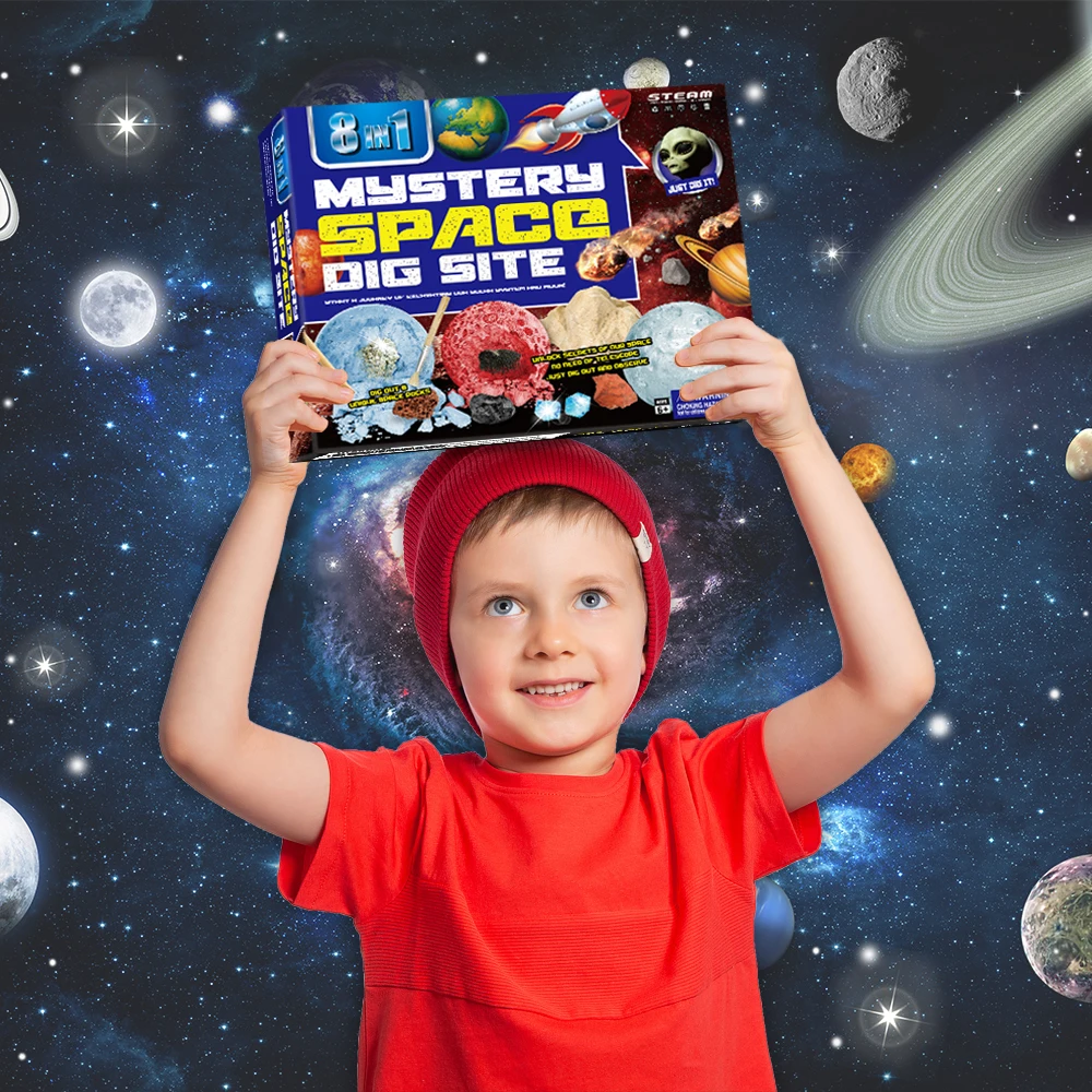 Baby Kids Gemstone Kit Archaeological Excavation Kit Science Toys For Boys Girls Children Dig Stone Gem 8 IN 1 DIY Creative Gift