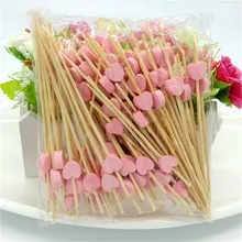 Fork Buffet Food-Picks Bamboo Cocktail Vegetable-Sticks Heart 100pcs12cm Dessert Salad