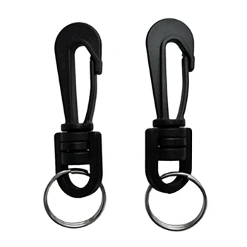 

4pcs Scuba Diving Plastic Swivel Spring Snap Hook Clip with Split Rings