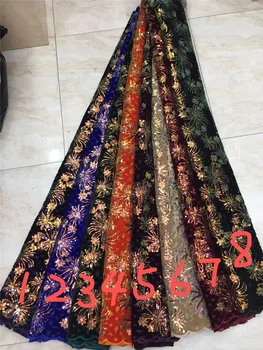 

Fashion new design sequins 1YG-204405 Nigerian fabric for party dress new African embroidered lace fabric