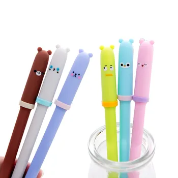 

30pcs/lot Creative Animal Expression Pen Cap 0.5mm Gel Pen Using In School And Office Or For Gifts