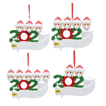 

4-Piece Set of DIY Name Blessings Resin Mask Snowman Christmas Tree Hanging Pendant