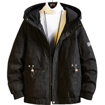 

Men Winter Hip Hop Printed Warm Hooded Parka Jackets Casual Man Streetwear thicking Cold Windproof Padded Outwear Male ,GA523
