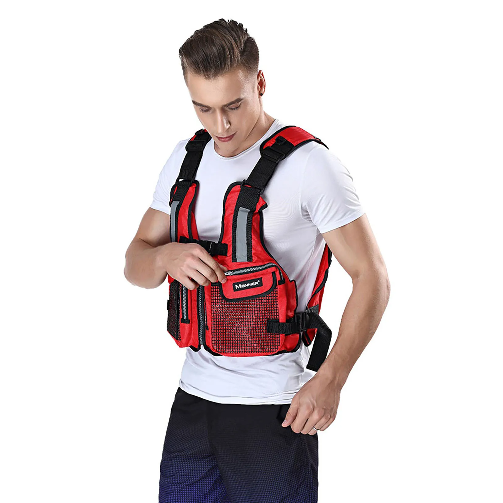 Unversal Paddle Kayak Life Vest Life Jacket for Adult Survival Suit Water Sports Safety Wear with Reflective Stripe Multi-pocket