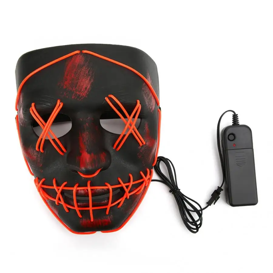 Хэллоуин СВЕТОДИОДНЫЙ маска фестиваль Праздник Вечеринка светодиодный освещение страшная кровь маска Светящиеся в темноте Косплей Костюм подарок - Цвет: Красный