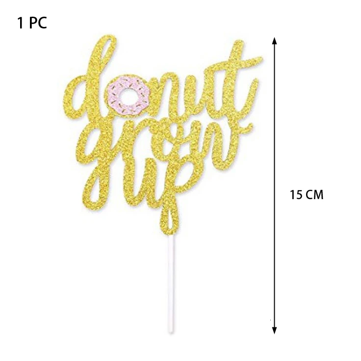cake topper-1pc 1 комплект, Пончик для выращивания торта, Декоративная гирлянда, воздушные шары, стикеры мороженое Тканные помпоны, детский душ, свадебные украшения на день рождения - Цвет: cake topper-1pc