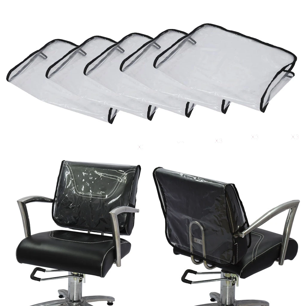 5pcs Barber Chair Back Covers Salon Spa Beauty Plastic Pvc Vinyl Cover