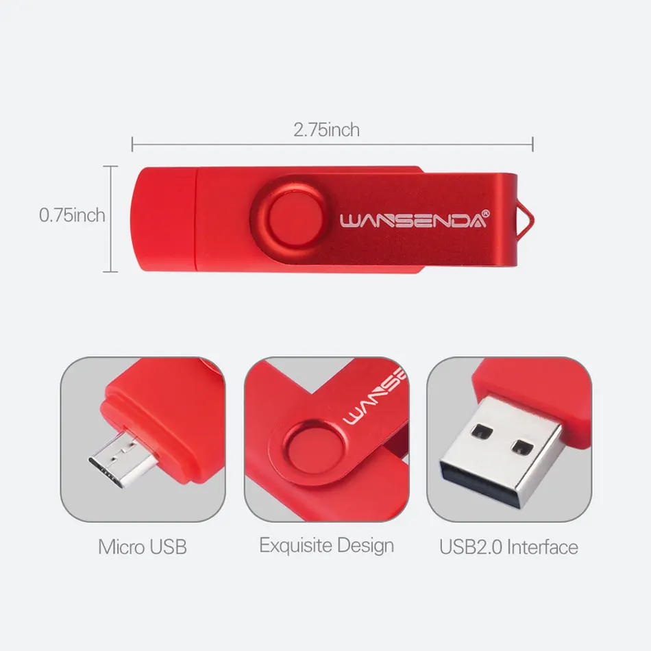 WANSENDA OTG USB флеш накопитель 8 ГБ 16 32 64 128 ГБ|USB флэш-накопители| |