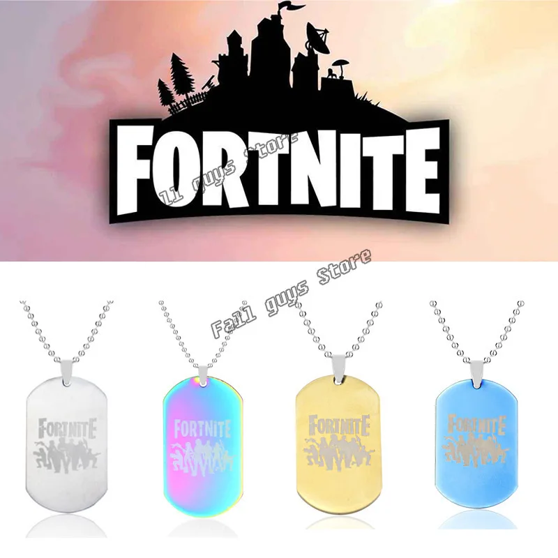 Fortnites-collar con colgante de aleación de Zinc para hombre, cadena colorida de acero inoxidable, estilo Hip Hop