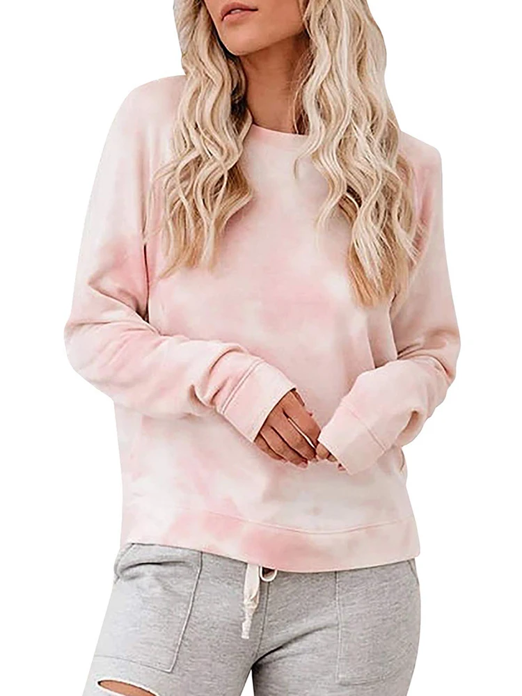 

2020 Autumn Womens Hoodies Multicolor Casual Long Sleeve Sweatshirt Female Loose Tie Dye Printed Hoodie Pullover Tops