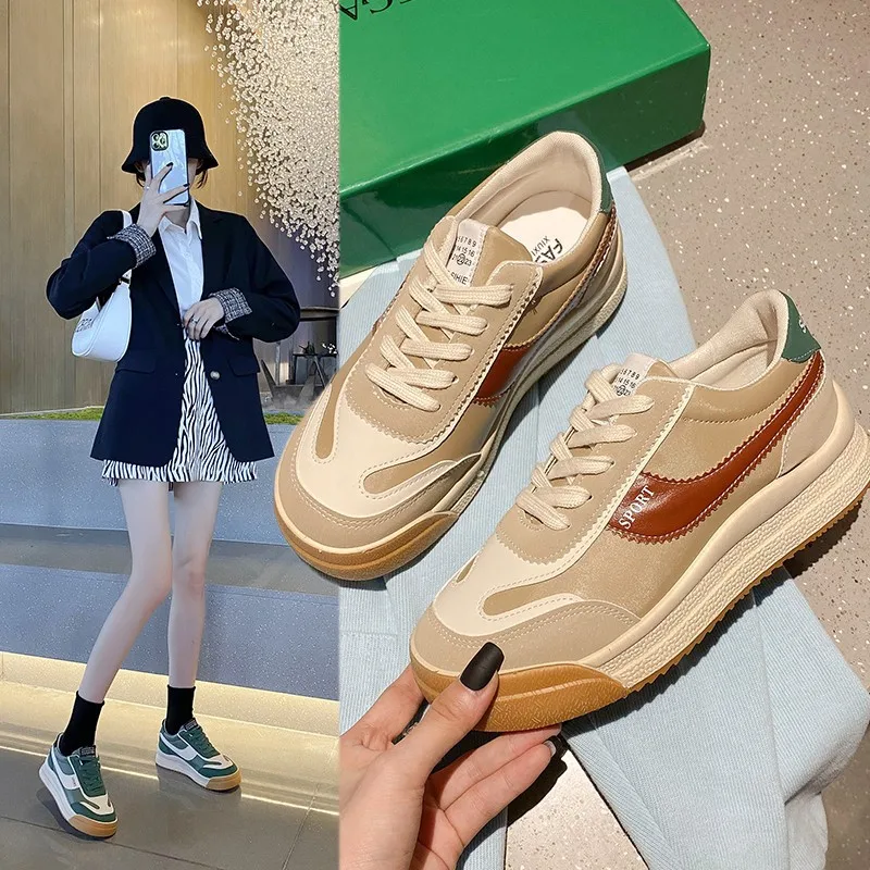 Explosive Retro Women's Shoes 2021 Autumn New Spring and Autumn Thick-soled Women's Shoes All-match Sports Casual Shoes