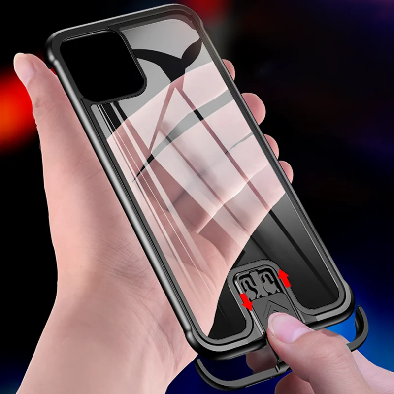 Металлическое стекло для iPhone 11 Pro Max чехол с замком металлическая рамка противоударный защитный корпус HD закаленное стекло полное покрытие Capa R-JUST