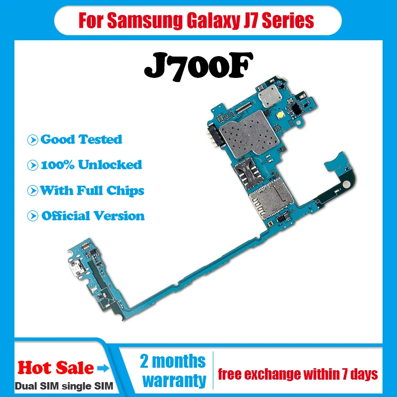 Разблокированная двойная/одинарная SIM материнская плата для Samsung Galaxy J7 J700F с