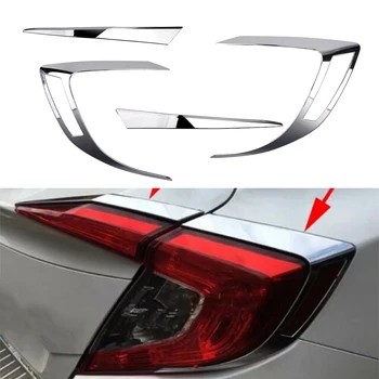 

4Pcs Chrome Tail Light Eyebrow Cover Strip Trim Moulding Decoration Fit for Honda Civic 10th Sedan 2016 2017 2018 2019 2020