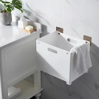 

Hanging Laundry Basket Dirty Clothes Pouch Plastic Folding Large Laundry Basket Bathroom Waterproof Storage Basket