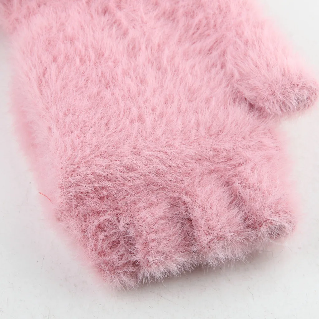 Симпатичная перчатка с мехом кролика для детей, детские плюшевые флисовые перчатки с наполовину пальцами для улицы на осень и зиму, теплые перчатки Handschoenen, новинка