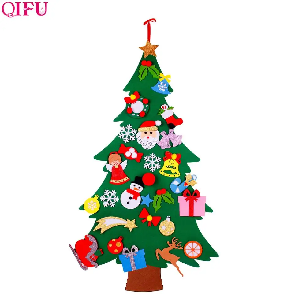 QIFU 3D DIY Felt Christmas Tree Christmas Decorations for Home Christmas Tree Decoration Xmas Gifts New Year 2020 Navidad Noel