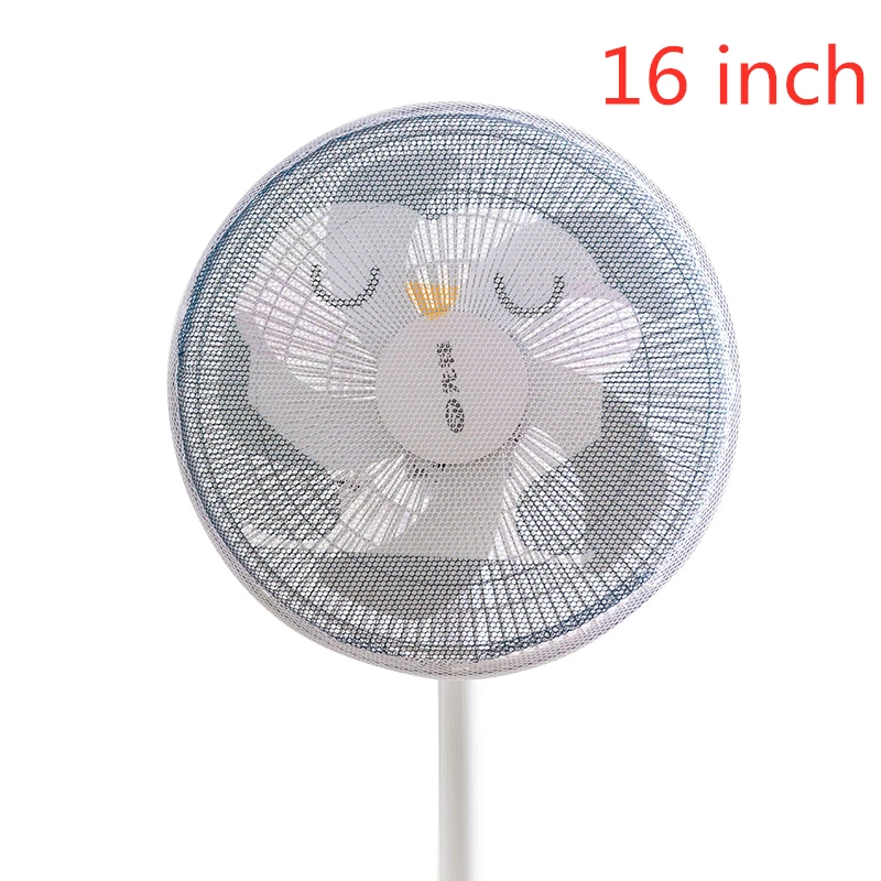 18-inch Cartoon Children's Electric Fan with All-inclusive Mesh Protection Net and Anti-pinch Hand Cover - Little Gray Wolf