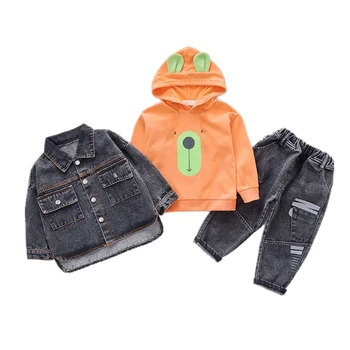 

Spring Autumn Baby Boys Children Denim Clothes Jacket Hooded Pants 3Pcs/sets Infant Outfit Kid Fashion Toddler Casual Tracksuits