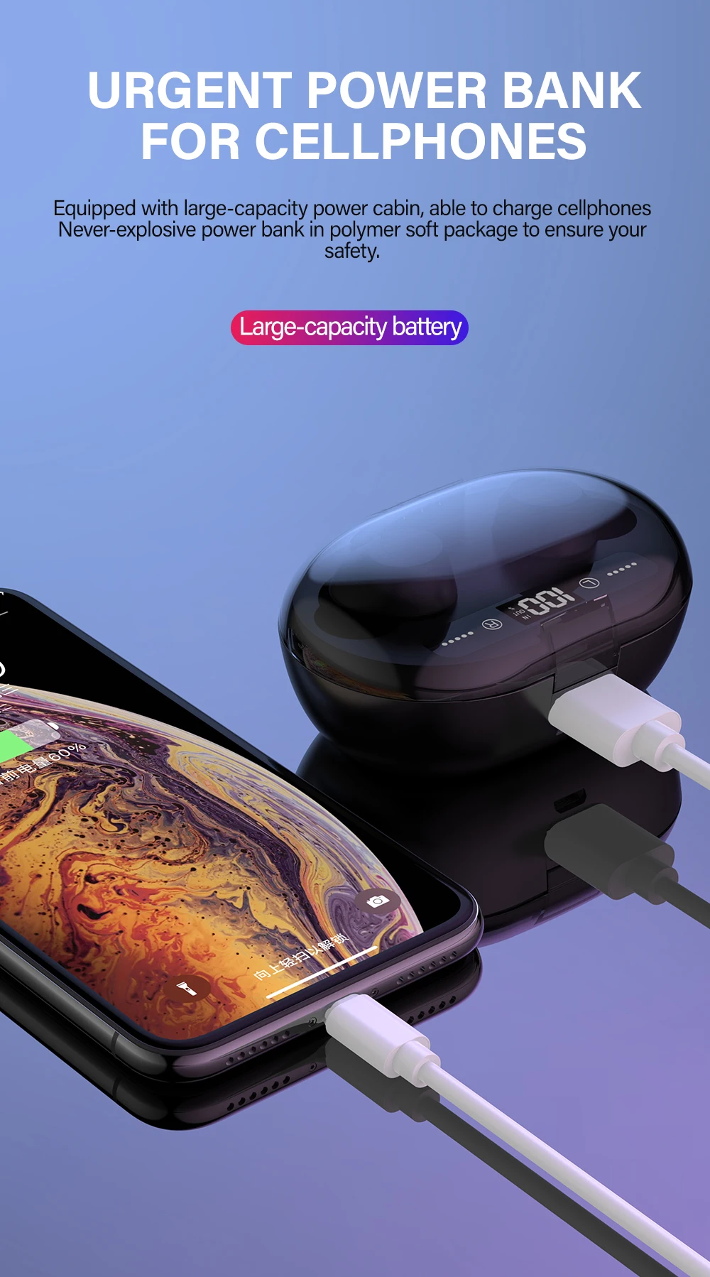 TWS 5,0 Bluetooth наушники 3D стерео беспроводные наушники с двойным микрофоном 3000 мАч светодиодный цифровой внешний аккумулятор гарнитура с шумоподавлением