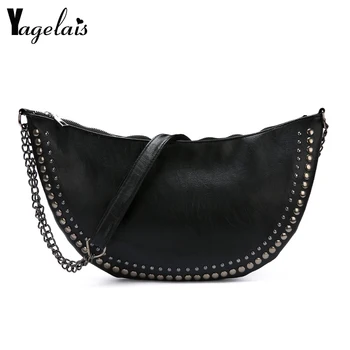 

Rivet Waist Pack Women Shoulder Bag Brand Designer Women's PU Leather Waist Bag Chest Shoulder Bag pochete feminina New
