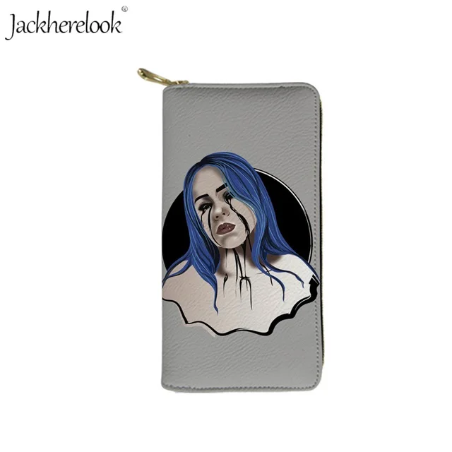 Jackhereook Billie Eilish печать монет сумка для Laides кошелек для подростков кожаный Длинный кошелек для женщин Cluth Momey сумка держатель для карт - Цвет: HK808Z21