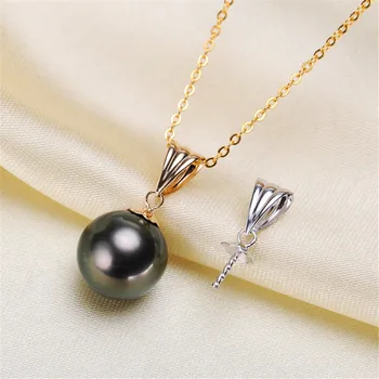 

18karat gold pendant clasp connector,bead caps with peg for half drilled beads pendant necklace diy no pearl no chain