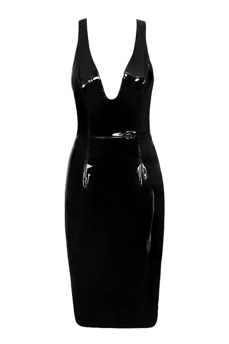 4XL 5XL 6XL Wetlook PU платье размера плюс, сексуальное, с разрезом, Hemline, облегающее, кожаные платья, высокая талия, вечерние, Клубное платье, миди, Vestidos Ddlg