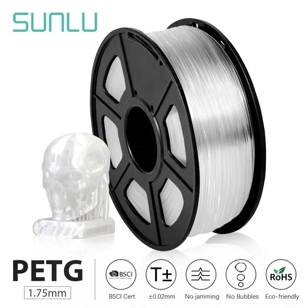 

SUNLU PETG 3D Printer Filament 1.75mm Transparent White Plastic Tolerance+/-0.02mm for DIY gift printing   3 