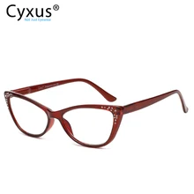 Cyxus Модные анти синий светильник очки для чтения кошачьи глаза форма прозрачные линзы для женщин дамы очки 2093